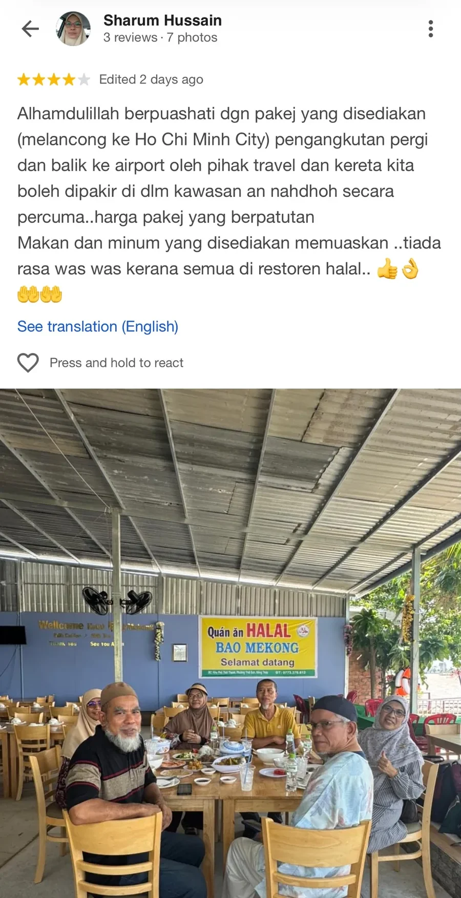 Tangkap layar Google Review Nahdhoh Travel yang dibekalkan oleh pelanggan